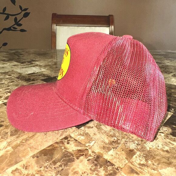 Bass Pro Shops Logo Mesh Net Trucker Hat Cap in Maroon Red - Picture 5 of 7